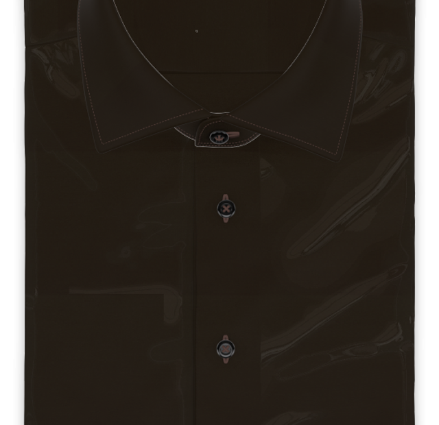 Full-twist twill mocha brown short-sleeved casual shirt – Template image