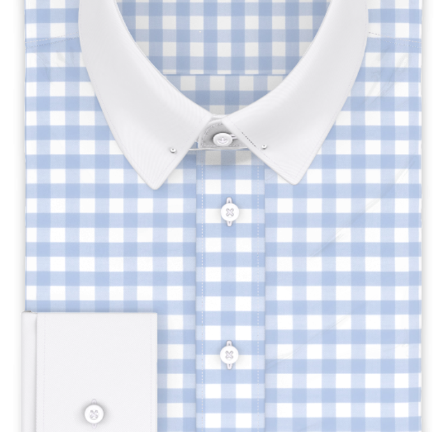 Vichy checkered light blue business shirt – Template image