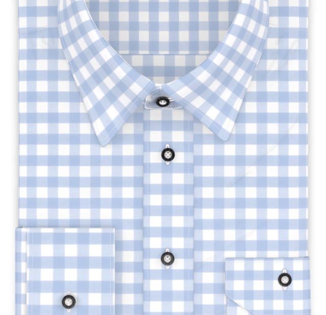 Vichy checkered light blue traditional shirt – Template image
