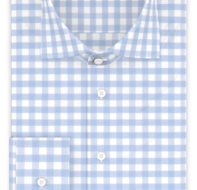 Vichy checkered light blue casual shirt short-sleeve – Template image