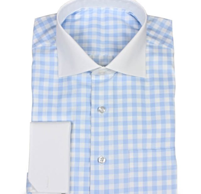 Vichykaro light blue with french cuff – Template image