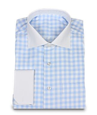 Vichykaro hellblau mit Umschlagmanschette