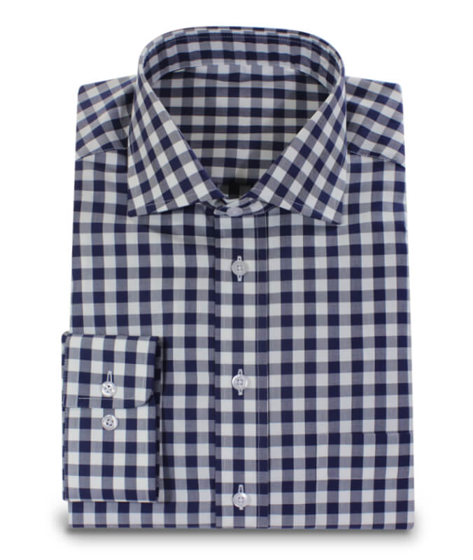 Dark Blue White Checkered 2ply Shirt Custom Made