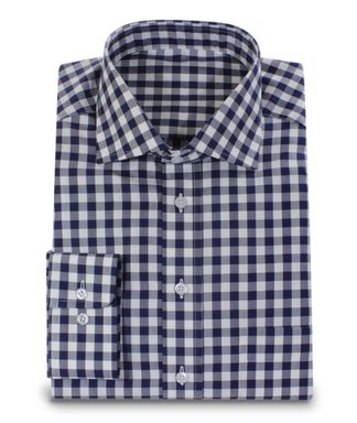 Dunkelblau weiß kariertes Vollzwirnhemd