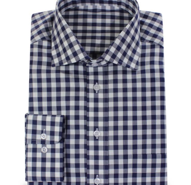 Dark Blue White Checkered 2ply Shirt Custom Made – Template image