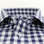 Dark Blue White Checkered 2ply Shirt Custom Made – Preview 5