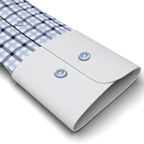 Blau Dunkelblau Doppelkaro Businesshemd – Vorschau 2