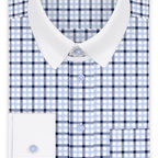 Blau Dunkelblau Doppelkaro Businesshemd – Vorschau 1