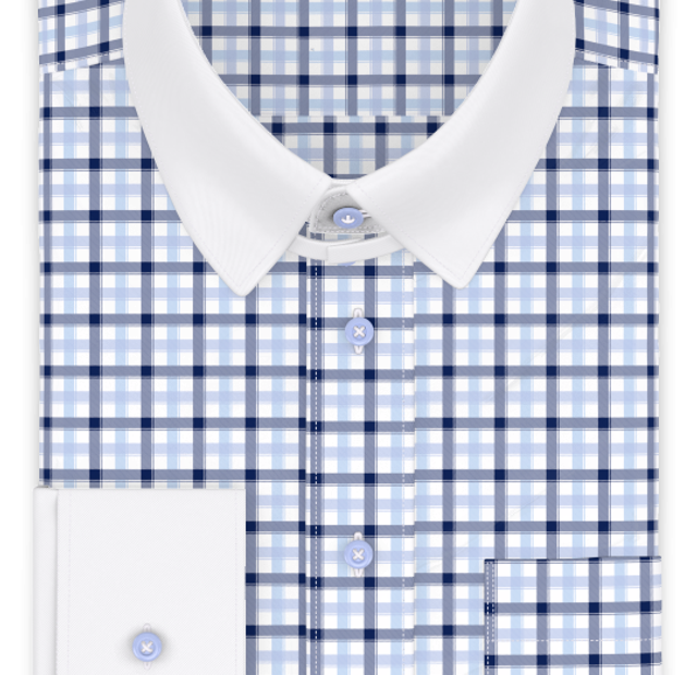 Blau Dunkelblau Doppelkaro Businesshemd – Vorlagenbild