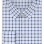 Blau Dunkelblau Doppelkaro Businesshemd – Vorschau 1