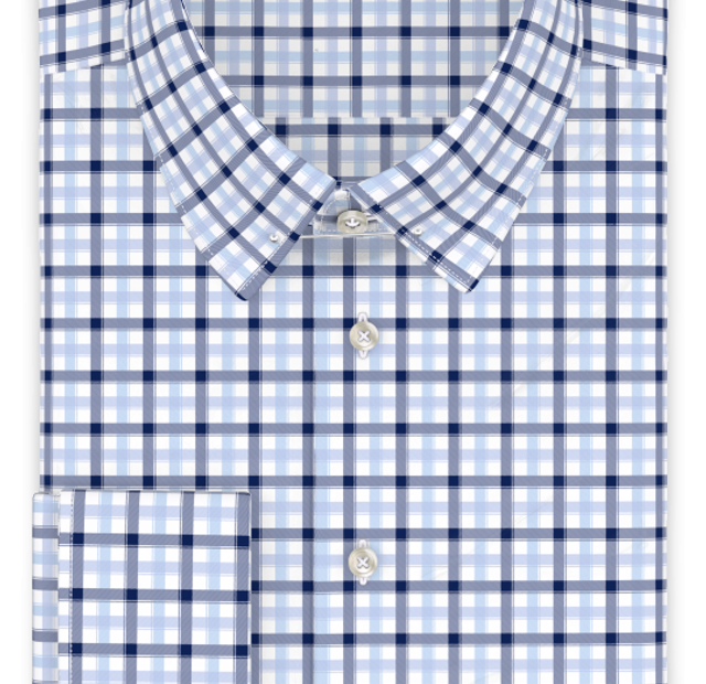 Blau Dunkelblau Doppelkaro Businesshemd – Vorlagenbild