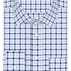 Blau Dunkelblau Doppelkaro Freizeithemd – Vorschau 1