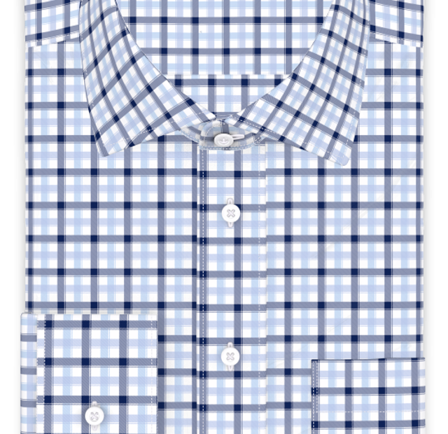 Blau Dunkelblau Doppelkaro Freizeithemd – Vorlagenbild