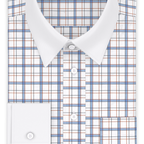 Blue red overcheck business shirt with white collar – Preview 1