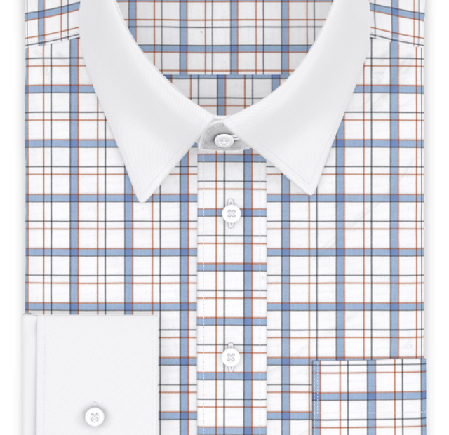 Blue red overcheck business shirt with white collar – Template image