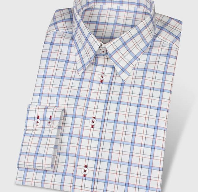 2-ply Cotton Shirt Checkered with Button-Under Collar – Template image