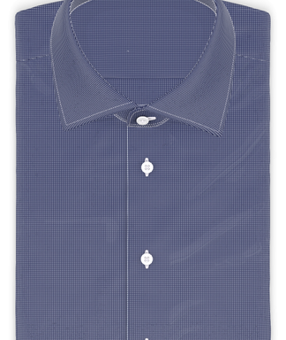 Kurzärmeliges Vollzwirn Dunkelblau Piqué Freizeithemd