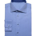 Dark blue piqué shirt made in full twine  – Preview 1