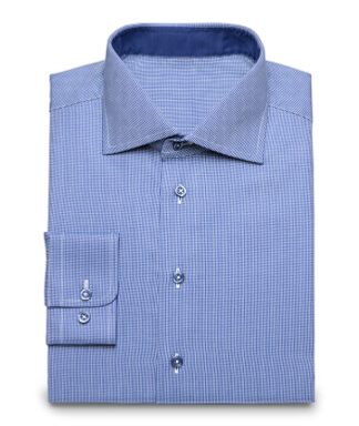 Dunkelblaues Piqué-Hemd aus Vollzwirn