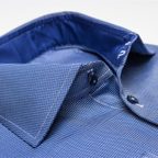 Dark blue piqué shirt made in full twine  – Preview 3