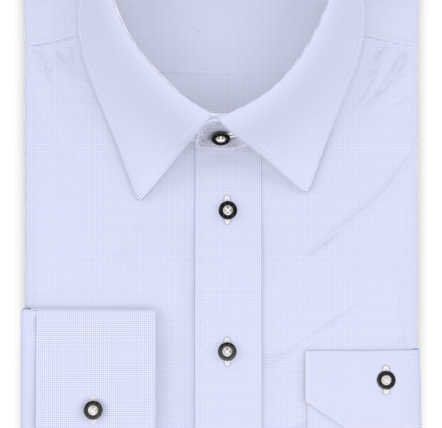Full-twist alpine blue piqué traditional shirt – Template image