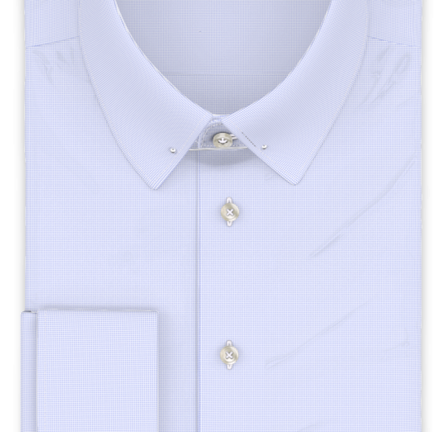 Full-twist alpine blue piqué formal shirt – Template image
