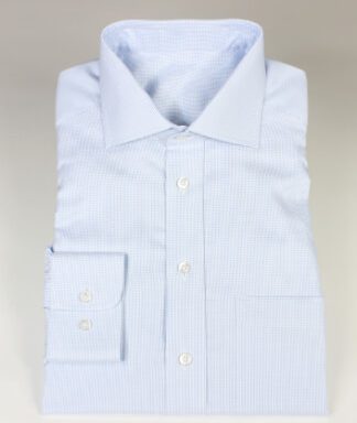 Hemd aus Pique Vollzwirn hellblau Knöpfe auf Stiel