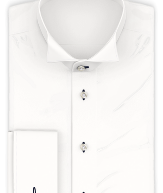 Vollzwirn Popeline Ivory Hochzeitshemd mit Perlmuttknöpfen