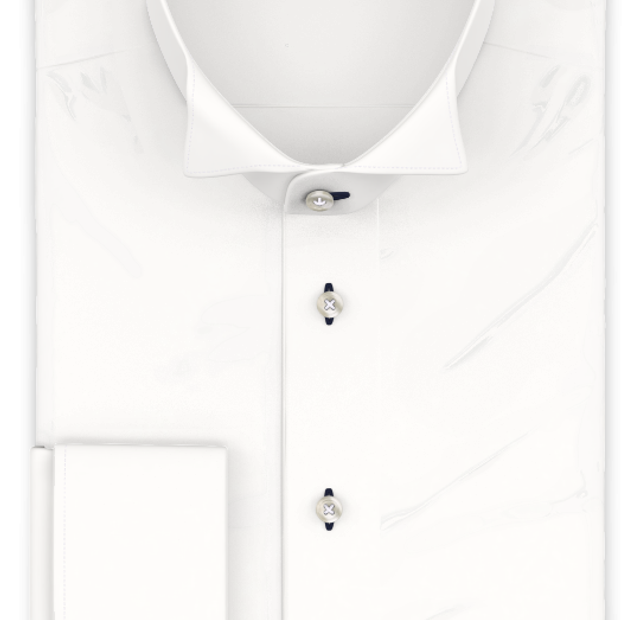 Full-twist poplin ivory wedding shirt with mother-of-pearl buttons – Template image