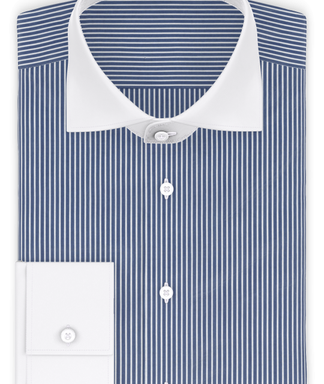 Popeline Dunkelblau gestreift Businesshemd