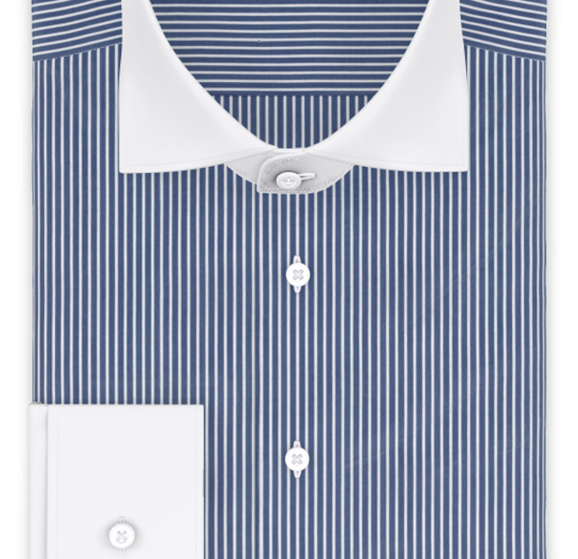 Popeline Dunkelblau gestreift Businesshemd – Vorlagenbild
