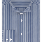 Popeline Dunkelblau gestreift Festliches Hemd – Vorschau 1