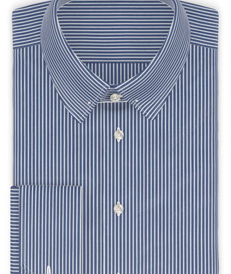 Popeline Dunkelblau gestreift Festliches Hemd