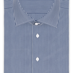 Popeline Dunkelblau gestreift Kurzärmeliges Freizeithemd – Vorschau 1