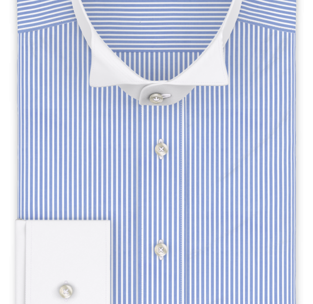 Poplin light blue striped formal shirt wing collar – Template image