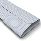 Popeline Dunkelblau liniert Festliches Hemd – Vorschau 2