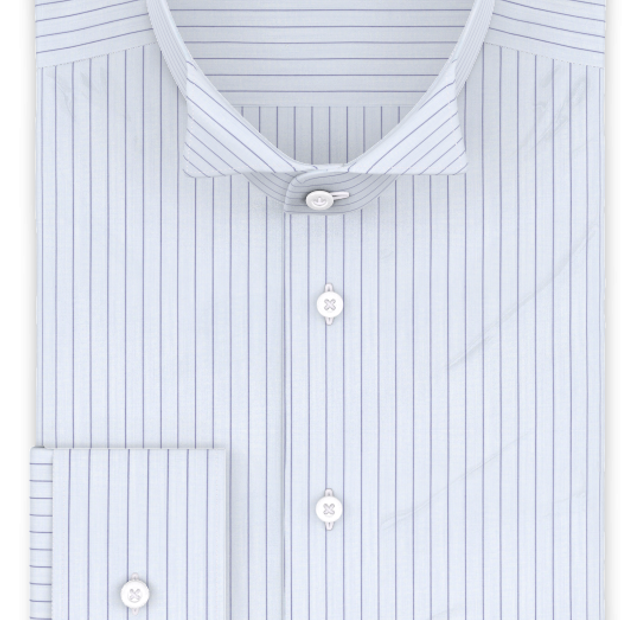 Popeline Dunkelblau liniert Festliches Hemd – Vorlagenbild