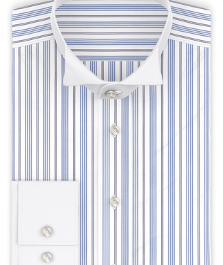 Blau Dunkelblau gestreift Frackkragen-Hemd