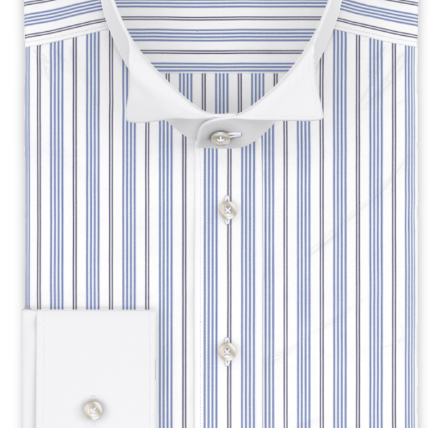 Blue dark blue striped wing collar shirt – Template image
