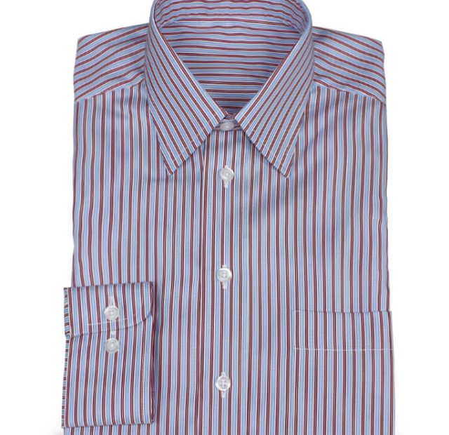 Feines Hemd in Dobby-Streifenmuster Weinrot Blau – Vorlagenbild