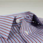 Feines Hemd in Dobby-Streifenmuster Weinrot Blau – Vorschau 4