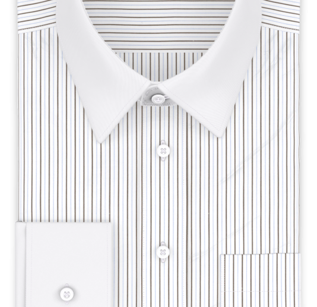 Dark brown light blue lined business shirt – Template image