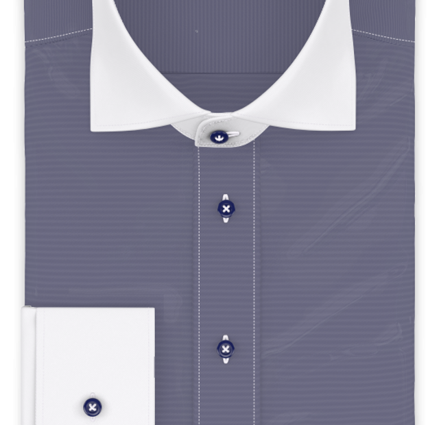 Full-twist twill blue business shirt with white collar – Template image