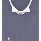 Full-twist twill blue formal shirt Sea Island premium wing collar – Preview 1